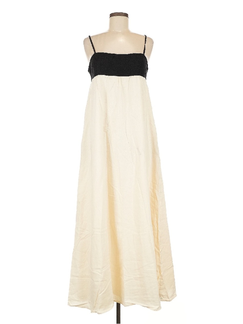 Black & Cream Spaghetti Strap Maxi Dress